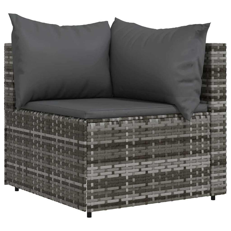 Set mobilier de grădină cu perne, 3 piese, gri, poliratan