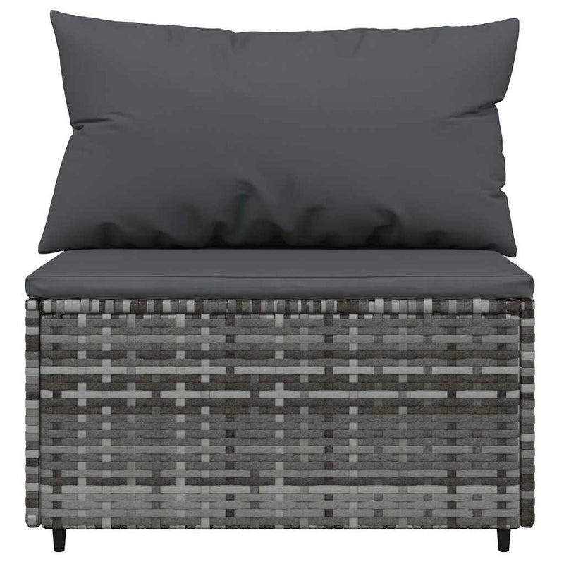 Set mobilier de grădină cu perne, 4 piese, gri, poliratan