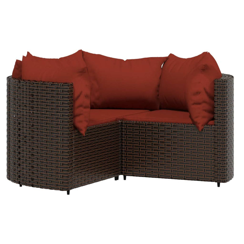 Set mobilier de grădină cu perne, 4 piese, maro, poliratan