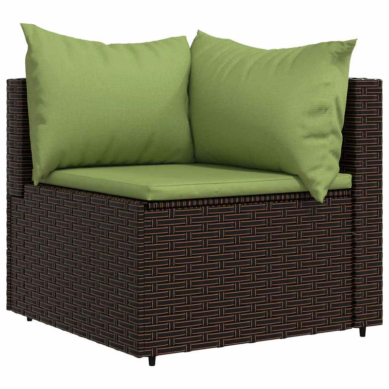 Set mobilier de grădină cu perne, 3 piese, maro, poliratan