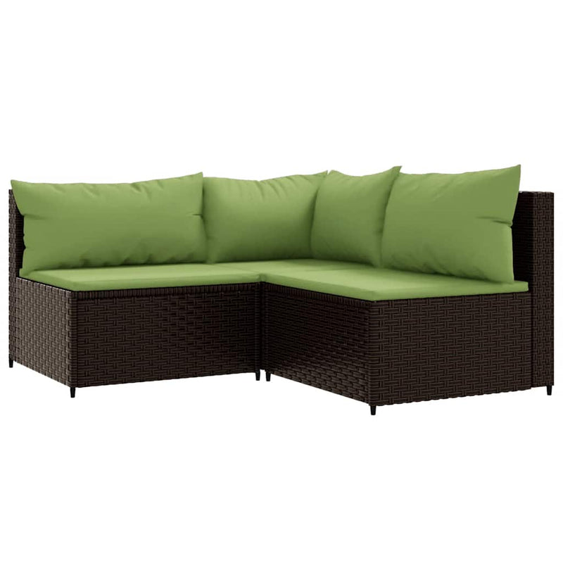 Set mobilier de grădină cu perne, 4 piese, maro, poliratan