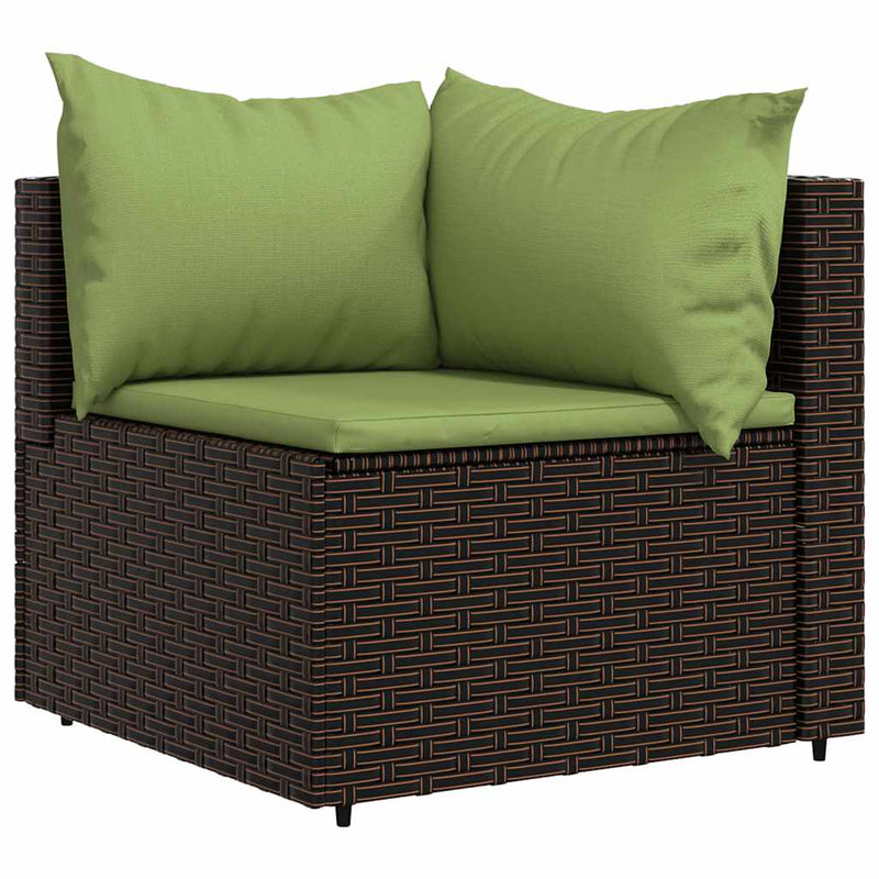 Set mobilier de grădină cu perne, 4 piese, maro, poliratan