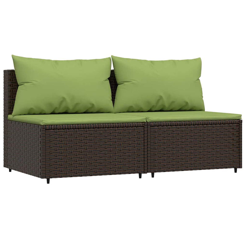 Set mobilier de grădină cu perne, 3 piese, maro, poliratan