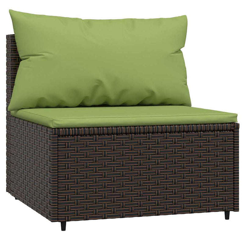 Set mobilier de grădină cu perne, 3 piese, maro, poliratan