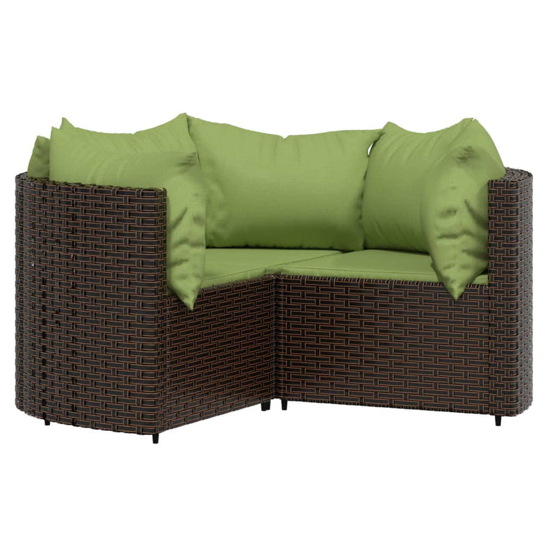 Set mobilier de grădină cu perne, 4 piese, maro, poliratan