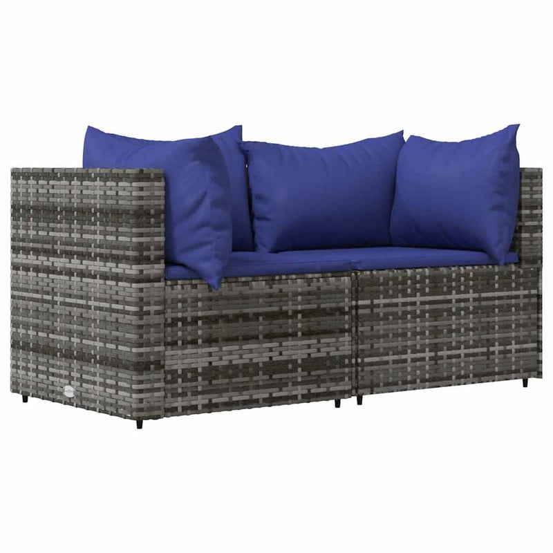 Set mobilier de grădină cu perne, 3 piese, gri, poliratan