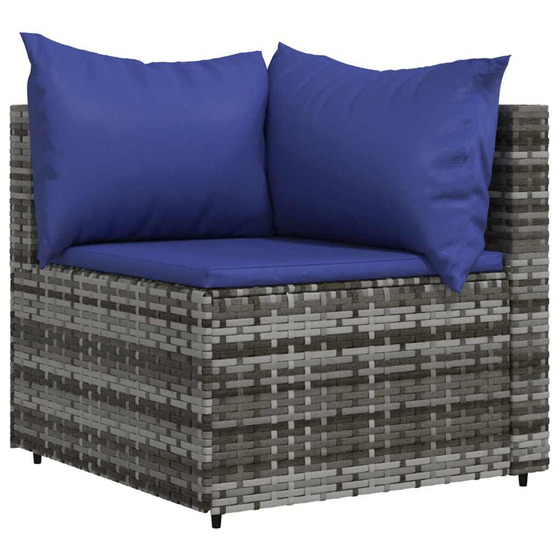 Set mobilier de grădină cu perne, 3 piese, gri, poliratan