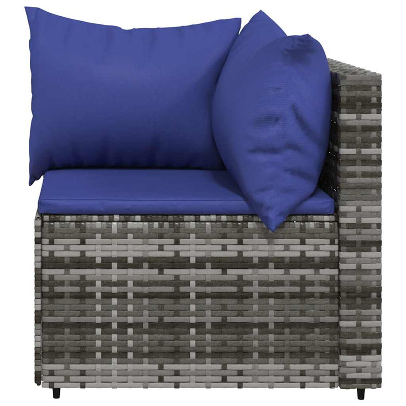 Set mobilier de grădină cu perne, 3 piese, gri, poliratan