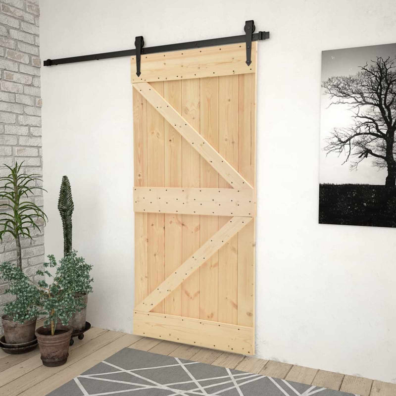 Ușă NARVIK 80 x 210 cm Lemn de Pin Solid (Nefinisat) natural