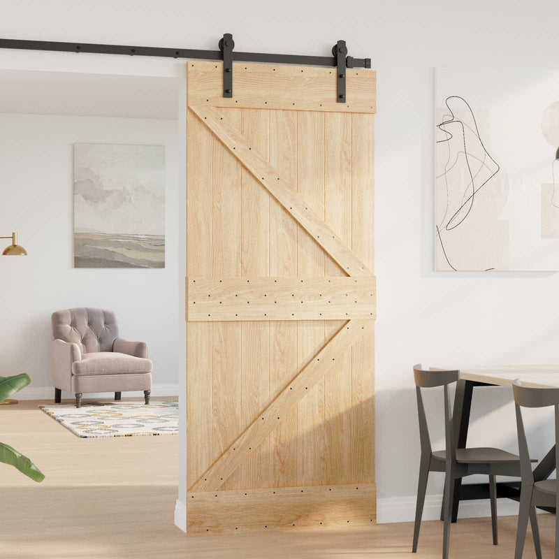 Ușă NARVIK 90 x 210 cm Lemn de Pin Solid (Nefinisat) natural