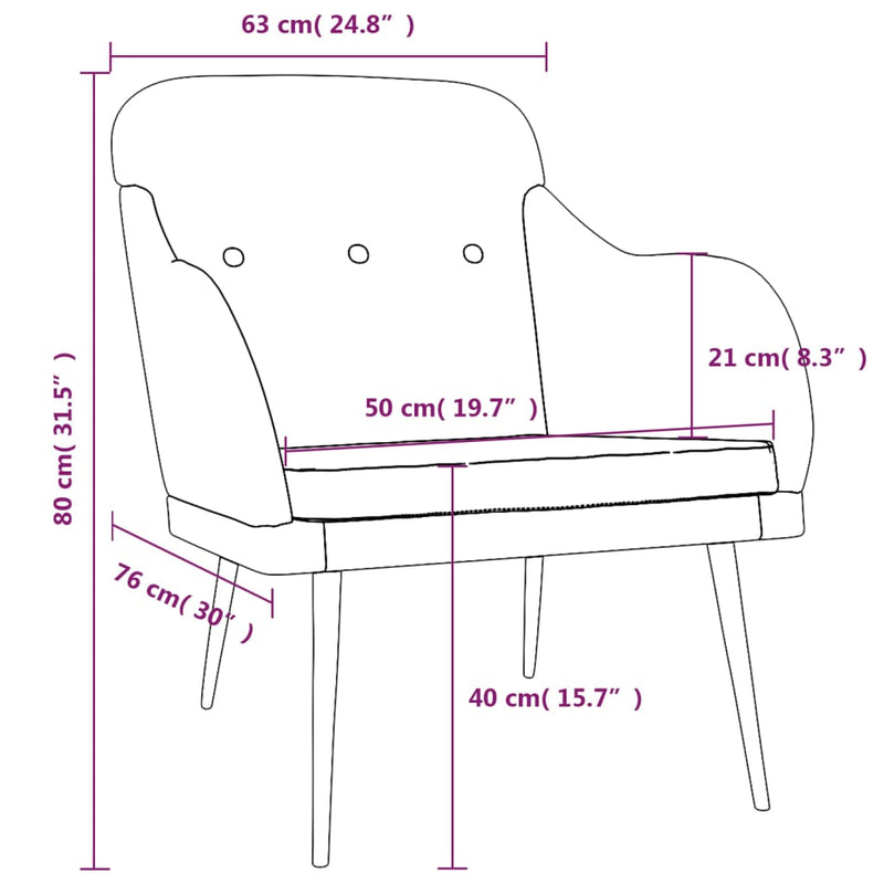 Fotoliu, crem, 63x76x80 cm, textil