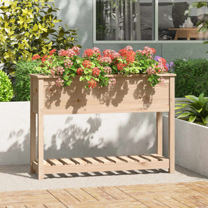 Jardinieră cu raft, 111,5x34,5x81 cm, lemn masiv de pin