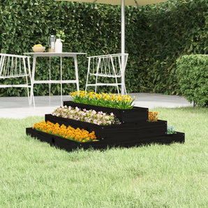 Jardinieră, negru, 80x80x27 cm, lemn masiv de pin