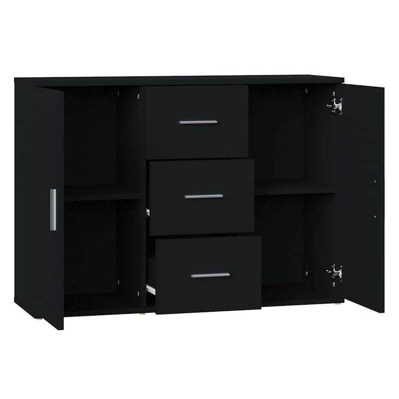 Servantă, negru, 91x29,5x65 cm, lemn prelucrat