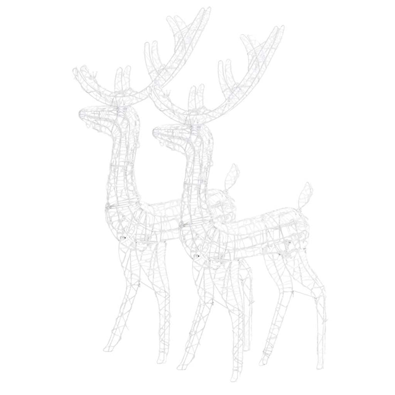 Decorațiuni reni de Crăciun, 2 buc., alb cald, 128 cm, acril