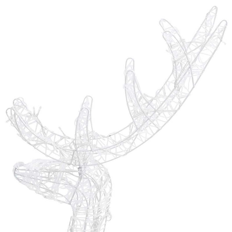 Decorațiuni reni de Crăciun, 2 buc., alb cald, 128 cm, acril