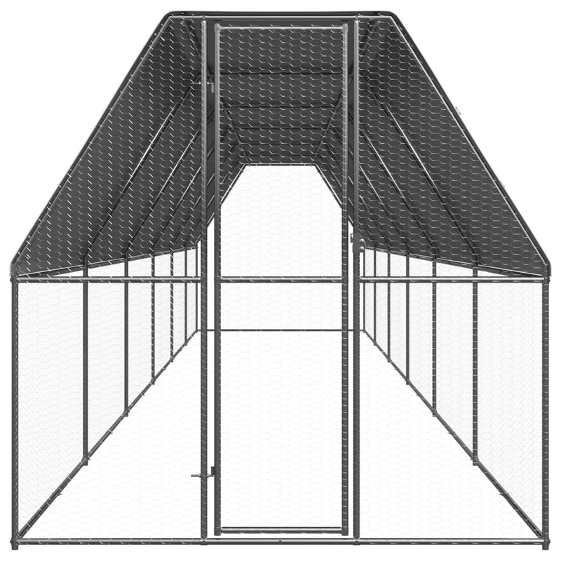 Coteț de păsări pentru exterior, 2x12x2 m, oțel galvanizat