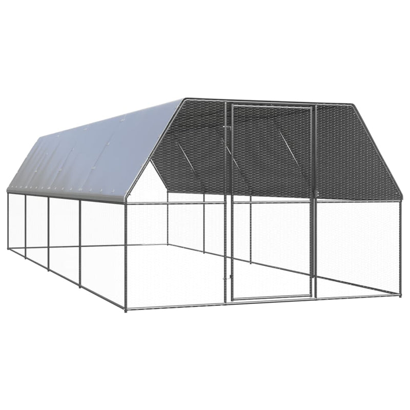 Coteț de păsări pentru exterior, 3x8x2 m, oțel galvanizat