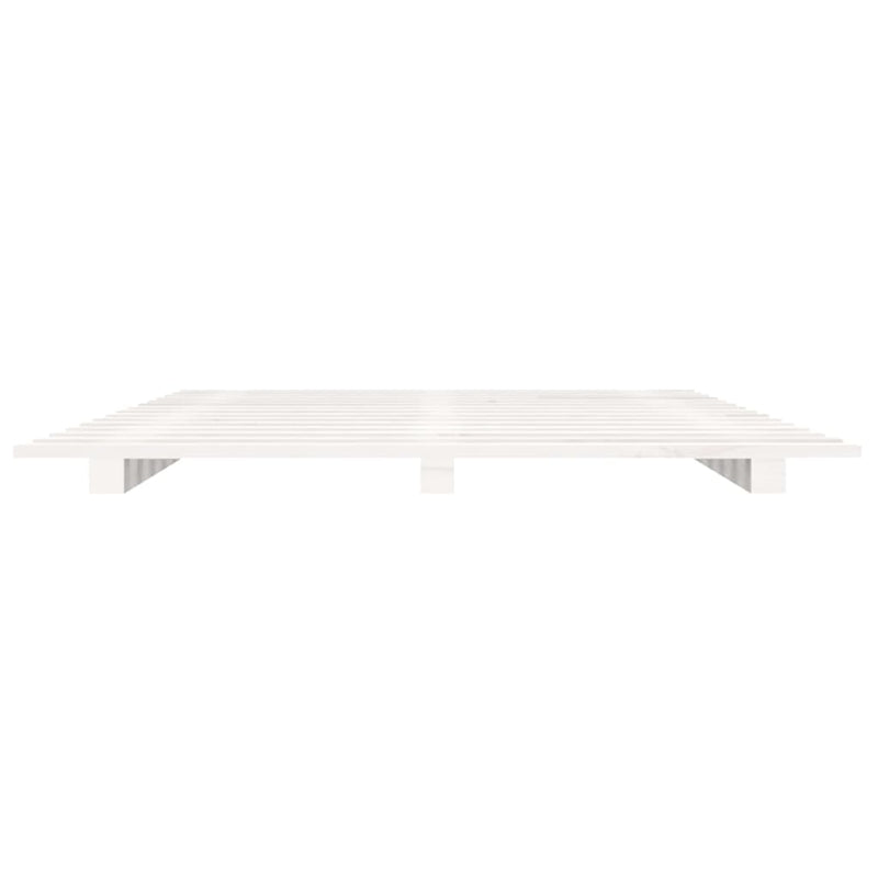 Cadru de pat, alb, 135x190 cm, lemn masiv de pin