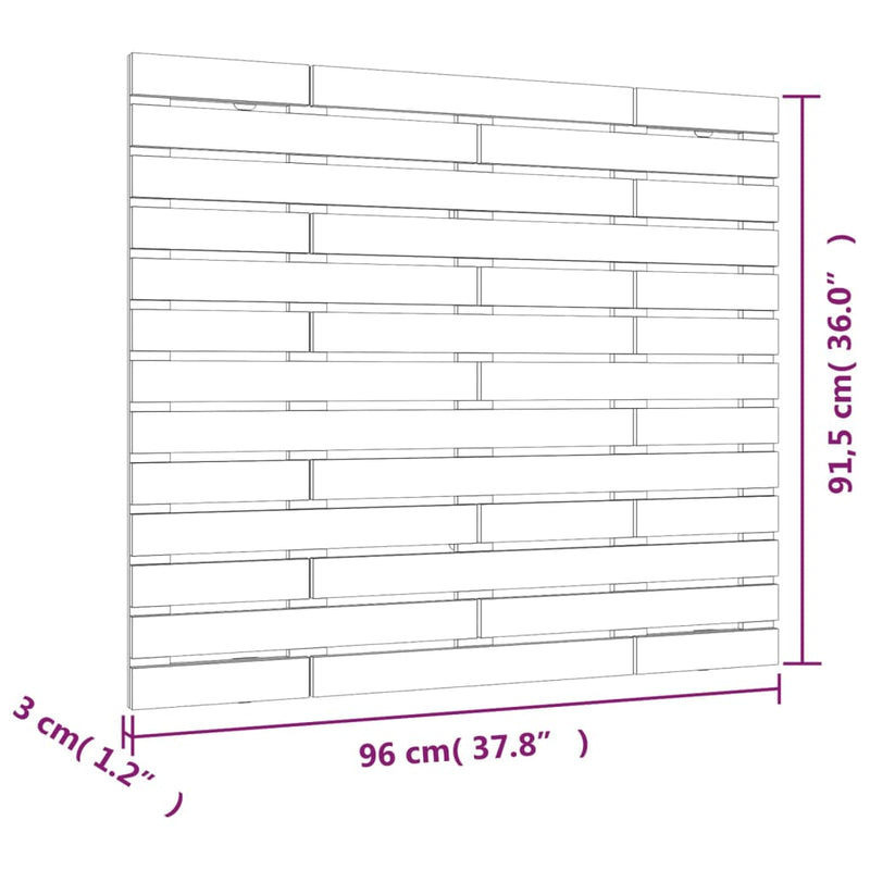 Tăblie de pat pentru perete, 96x3x91,5 cm, lemn masiv de pin