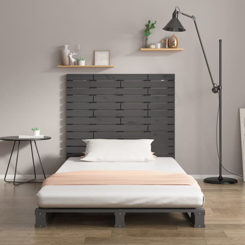 Tăblie de pat pentru perete, gri, 96x3x91,5 cm, lemn masiv pin