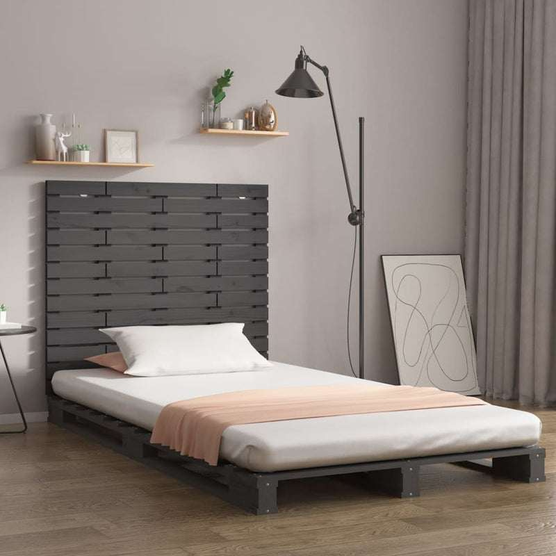 Tăblie de pat pentru perete, gri, 96x3x91,5 cm, lemn masiv pin