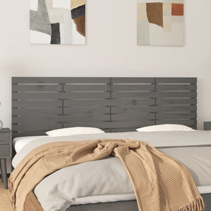 Tăblie de pat pentru perete, gri, 206x3x63 cm, lemn masiv pin