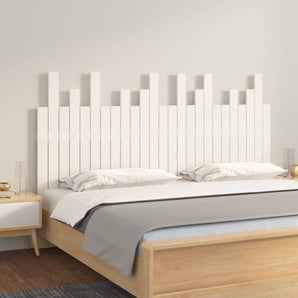 Tăblie de pat pentru perete, alb, 159,5x3x80 cm lemn masiv pin