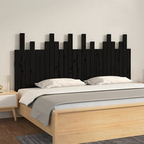 Tăblie de pat pentru perete, negru, 166x3x80 cm, lemn masiv pin