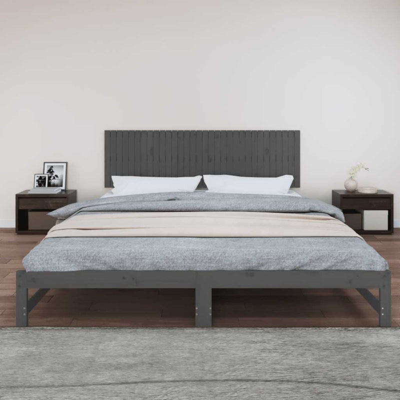 Tăblie de pat pentru perete, gri, 204x3x60 cm, lemn masiv pin