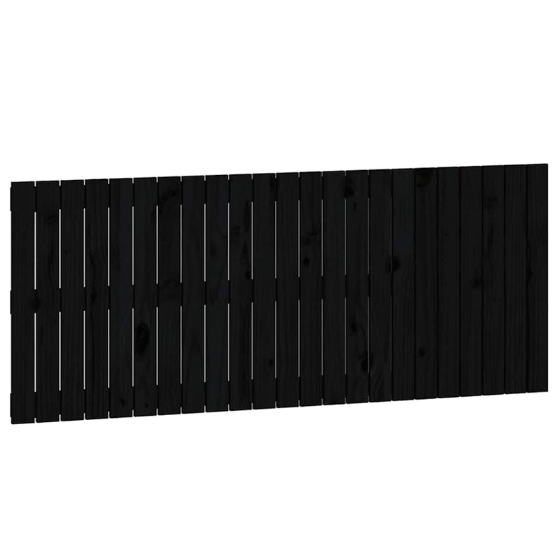 Tăblie de pat pentru perete, negru, 147x3x60 cm, lemn masiv pin