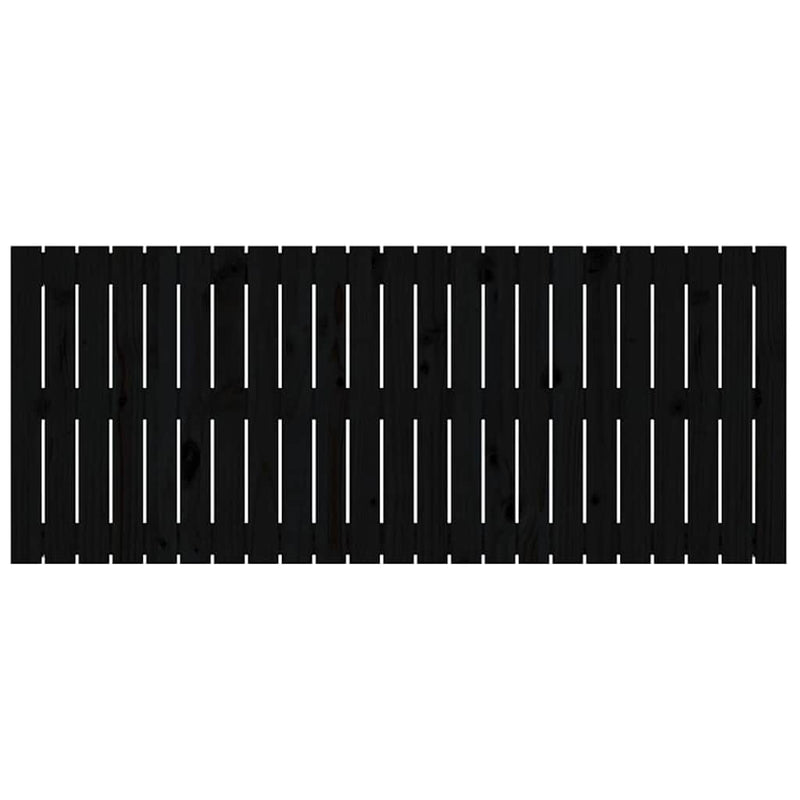 Tăblie de pat pentru perete, negru, 147x3x60 cm, lemn masiv pin
