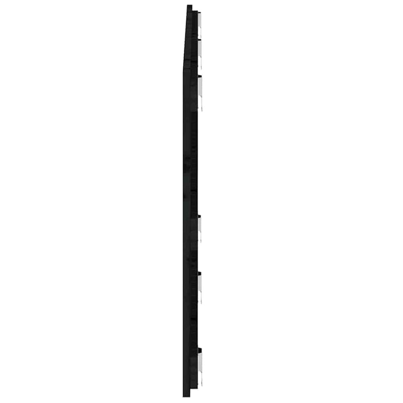 Tăblie de pat pentru perete, negru, 147x3x60 cm, lemn masiv pin