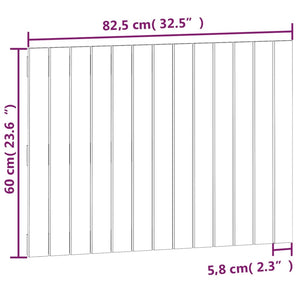 Tăblie de pat pentru perete, alb, 82,5x3x60 cm, lemn masiv pin