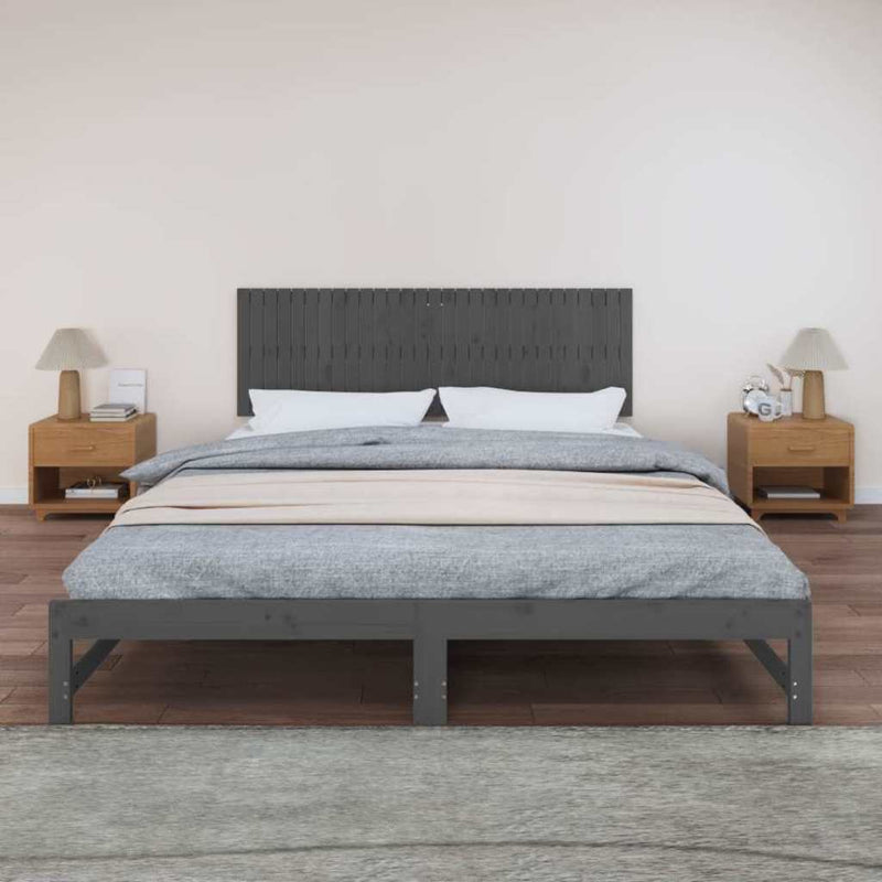 Tăblie de pat pentru perete, gri, 185x3x60 cm, lemn masiv pin