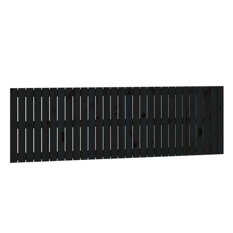 Tăblie de pat pentru perete, negru, 185x3x60 cm, lemn masiv pin