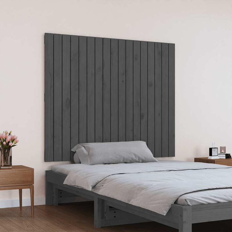 Tăblie de pat pentru perete, gri, 108x3x90 cm, lemn masiv pin