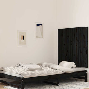 Tăblie de pat pentru perete, negru, 95,5x3x90cm, lemn masiv pin