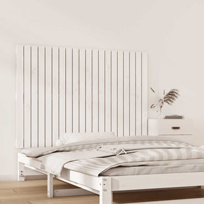 Tăblie de pat pentru perete, alb, 127,5x3x90 cm, lemn masiv pin