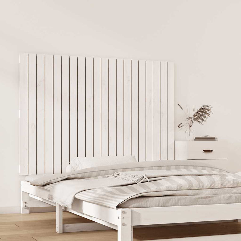 Tăblie de pat pentru perete, alb, 127,5x3x90 cm, lemn masiv pin