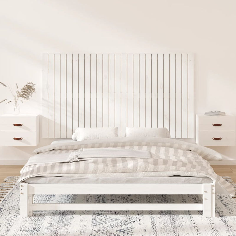 Tăblie de pat pentru perete, alb, 159,5x3x90 cm, lemn masiv pin
