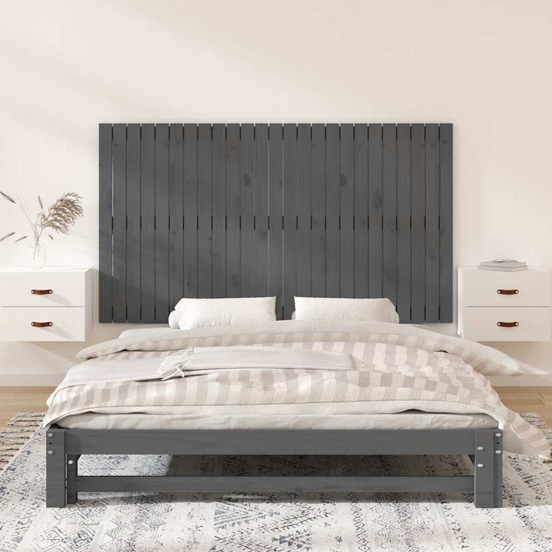 Tăblie de pat pentru perete, gri, 159,5x3x90 cm, lemn masiv pin