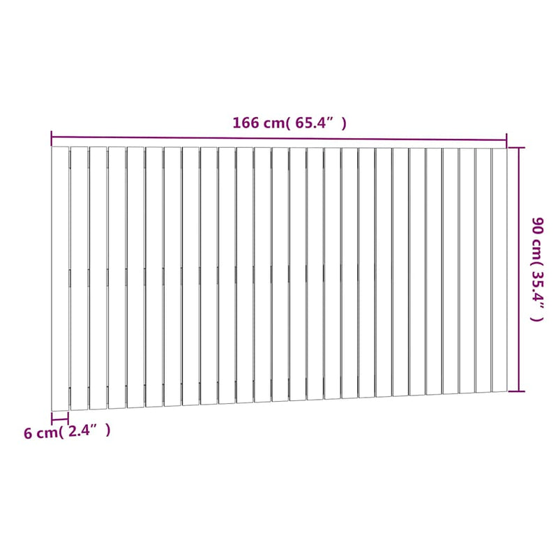 Tăblie de pat pentru perete, gri, 166x3x90 cm, lemn masiv pin