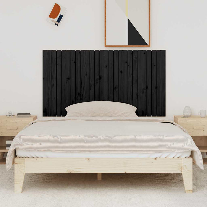 Tăblie de pat pentru perete, negru, 166x3x90 cm, lemn masiv pin