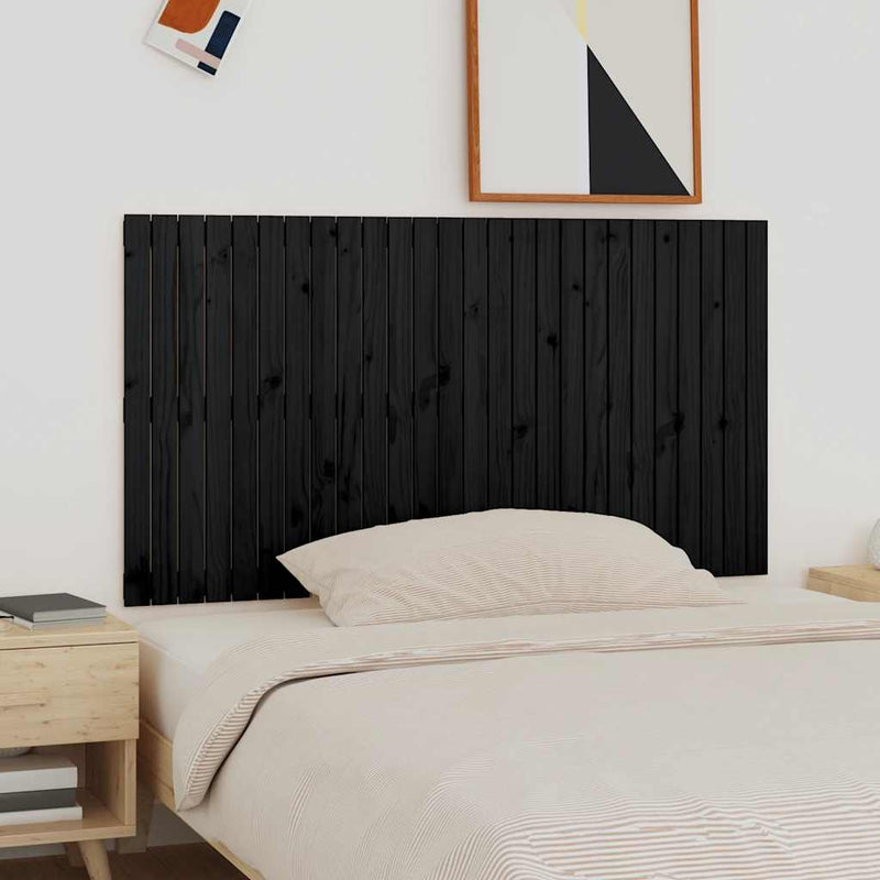 Tăblie de pat pentru perete, negru, 166x3x90 cm, lemn masiv pin