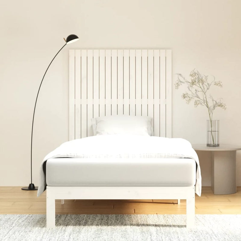 Tăblie de pat pentru perete, alb, 108x3x110 cm, lemn masiv pin
