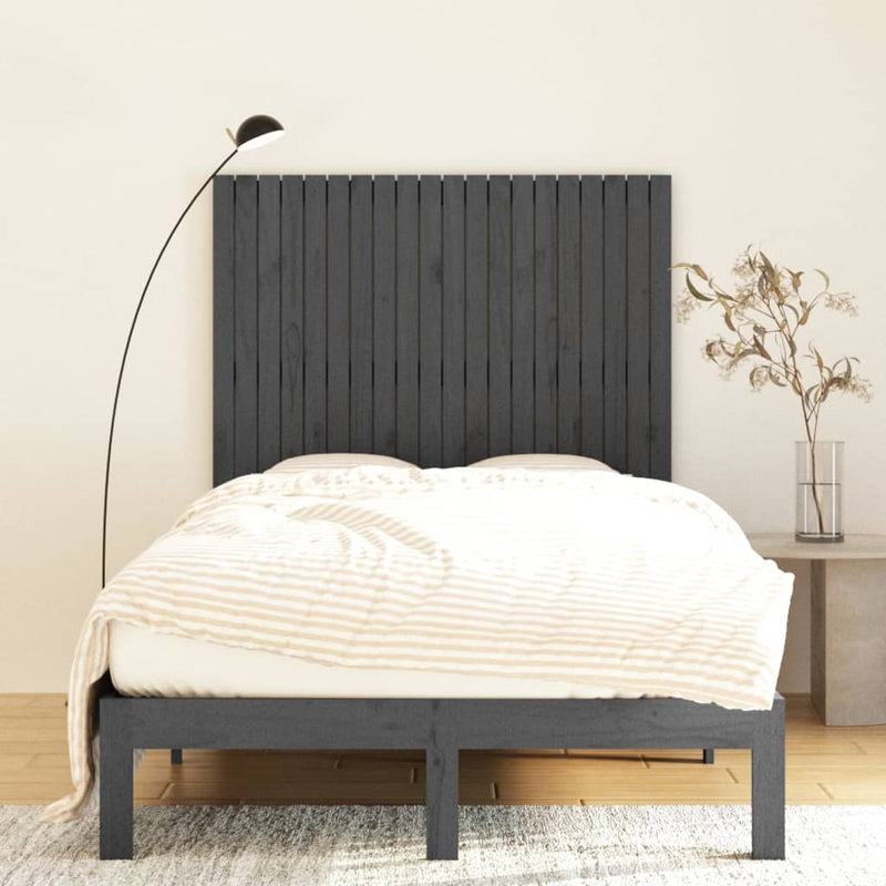 Tăblie de pat pentru perete, gri, 127,5x3x110 cm lemn masiv pin