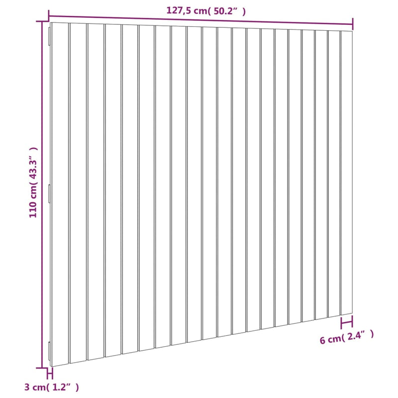 Tăblie de pat pentru perete, maro miere 127,5x3x110 cm lemn pin