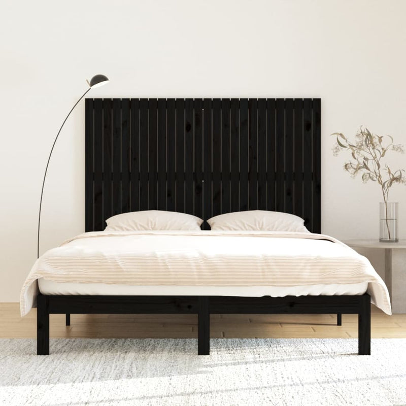 Tăblie de pat pentru perete, negru, 166x3x110 cm lemn masiv pin
