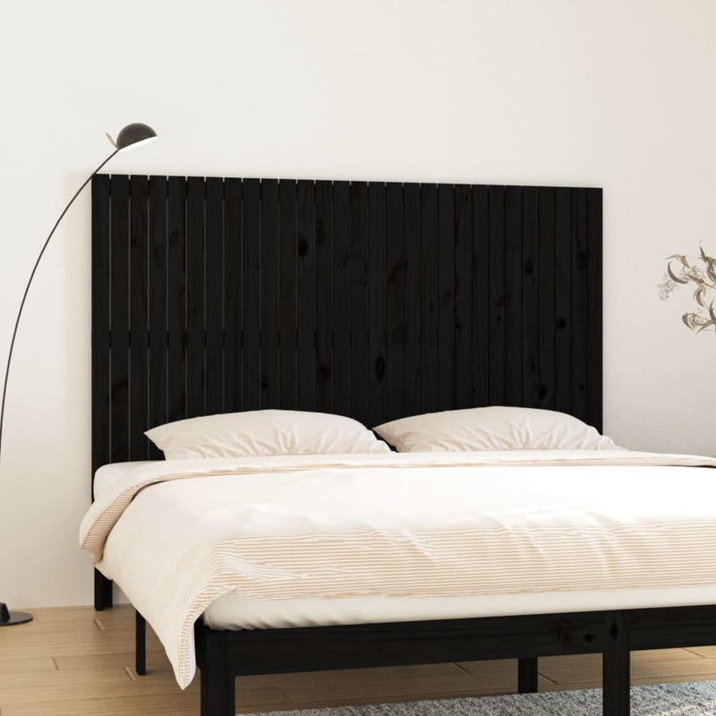 Tăblie de pat pentru perete, negru, 185x3x110 cm lemn masiv pin